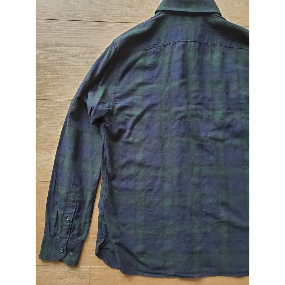 Banana Republic Mens medium Untucked Slim Fit Flannel, Plaid Cotton-blend